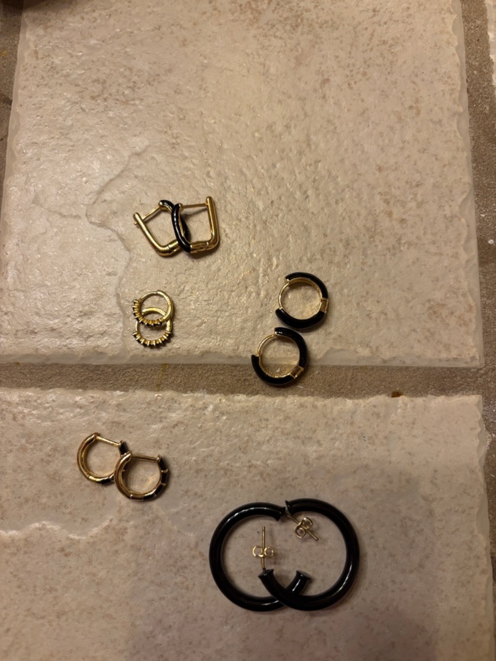 Hey June Gold and Black Hoop Earring Set - Women Accessories
